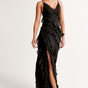 Abercrombie Black Ruffled Evening Dress